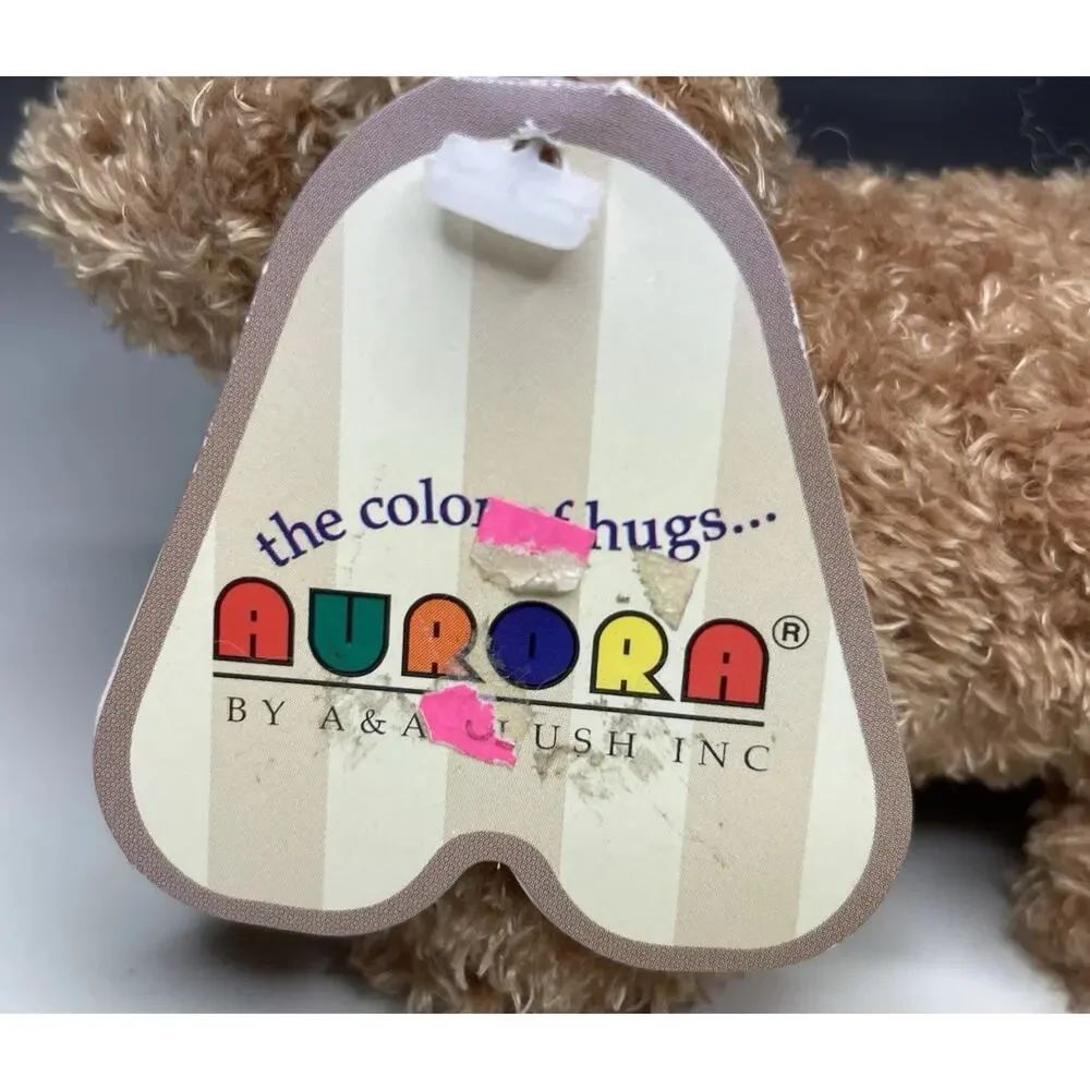 Vintage Aurora Dinky Dog Plush Mini Brown 4.5” Stuffed Animal Puppy With Tags
